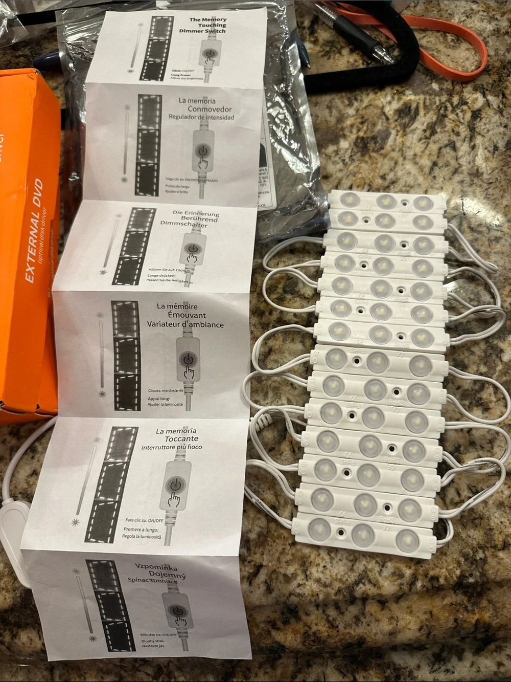 LED Backlight Module Strips with White Wire Harness - White